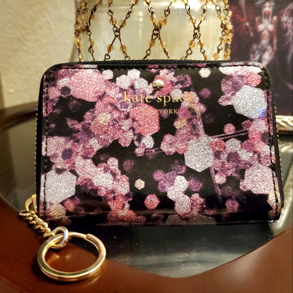 Kate Spade Floral Glitter Keychain Wallet
